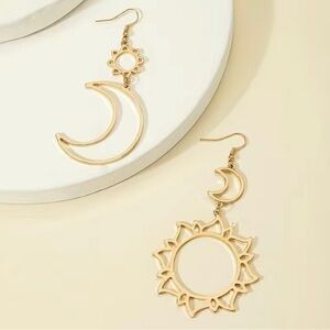 Golden Sun & Moon Earrings - Earth Jewelry